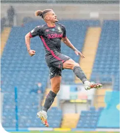  ??  ?? Kalvin Phillips celebrates after scoring Leeds’ second