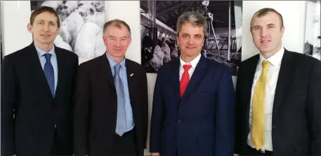  ??  ?? Above: IFA held discussion­s on Ireland’s Emission Targets with the EU Commission’s Peter Wehrheim, DG Climate Action in Brussels this week. Pictured ( l- r): Liam MacHale, Director of European Affairs; Harold Kingston, Environmen­t Chairman; Peter...