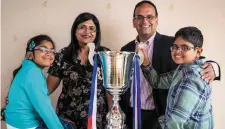  ??  ?? Rahul Doshi, the 12-year-old winner of Child Genius 2017, with his mother Komal, father Minesh and sister, Ria