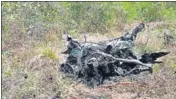  ?? HT PHOTO ?? The mangled remains of the jeep that carried the explosive material from Badwel to Kalasapadu.