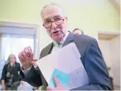  ?? J. SCOTT APPLEWHITE/AP ?? Senate Majority Leader Chuck Schumer, D-N.Y., is scheduling a procedural vote for Wednesday to begin debate on a stillevolv­ing infrastruc­ture bill.