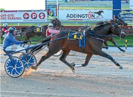  ?? RACE IMAGES SOUTH ?? Oscar Bonavena (No1) has developed from humble beginnings into one of New Zealand’s top trotters.