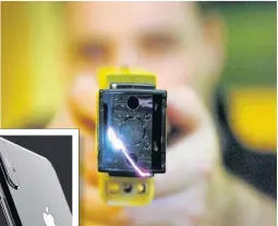  ??  ?? Disguised Taser looked like an iPhone. Above, a police taser