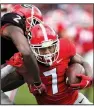  ?? AP/Athens Banner-Herald/JENN FINCH ?? Junior D’Andre Swift (7) sits atop Georgia’s depth chart at tailback and “has set himself apart from the other offensive players because of his demeanor and body language,” said Coach Kirby Smart.