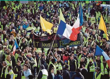  ?? AFP PIC ?? ‘Yellow Vest’ protesters rallying in Marseille, southern France, on Saturday.