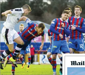  ??  ?? RISING HIGH: Darren O’Dea (left) headed Dundee to a two-goal lead but it wasn’t enough as Inverness battled back to earn a share of the spoils