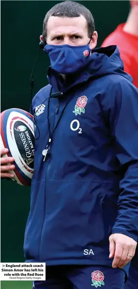 ?? David Rogers/Getty Images ?? > England attack coach Simon Amor has left his role with the Red Rose