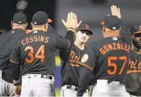  ?? JOSHUA BESSEX/AP ?? Stock flat The Orioles’ Austin Hays, center, has shown flashes of potential when he’s been healthy. He’s batting .245 with a .716 OPS and seven home runs.