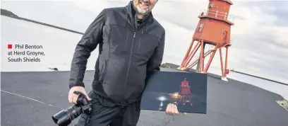  ??  ?? ■ Phil Benton at Herd Groyne, South Shields