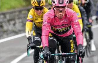  ??  ?? Despite wearing pink at the Giro this year, Roglič could only finish third