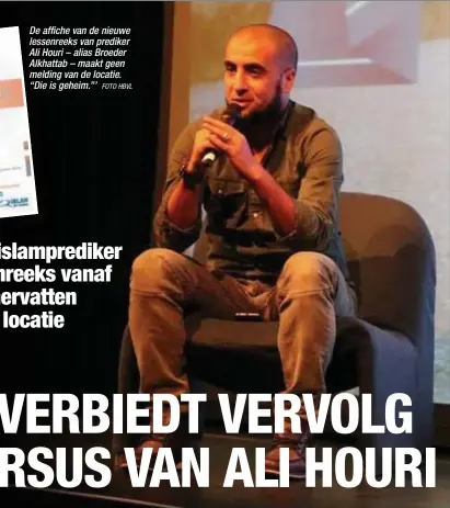  ?? FOTO'S NIEUWSUUR/TOM PALMAERS ?? Ali Houri bij de vorige lezing in het Genkse stadhuis, die eind november vorig jaar veel commotie veroorzaak­te.