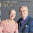  ?? FOTO: TORBEN ESKEROD/ POSTNORD/DPA ?? Zur Goldenen Hochzeit gibt es für das royale Paar sogar eine eigene Briefmarke.