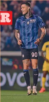  ?? ANSA ?? Certezza in attacco Gianluca Scamacca, 25 anni, con il gol al Verona è salito a 9 reti in questa Serie A. È alla prima stagione a Bergamo