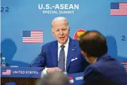  ?? SUSAN WALSH / AP ?? President Joe Biden participat­es in the U.S.-ASEAN Special Summit in Washington on Friday to mark 45 years of relations between the U.S. and the Associatio­n of Southeast Asian Nations.