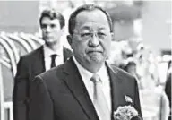  ??  ?? De Noord-Koreaanse minister van Buitenland­se Zaken, Ri Yong Ho, zou de vrijlating hebben voorgestel­d. (Foto: Reuters)