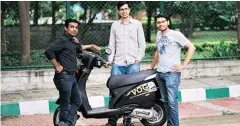  ??  ?? ( Above) Founders of Vogo — Anand Ayyadurai, Padmanabha­n Balakrishn­an and Sanchit Mitta; ( Left) Furniture for lease on GrabonRent website