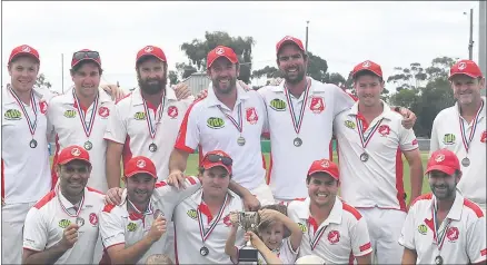  ??  ?? A GRADE PREMIERS: Back, from left, Homers’ Eddie Landwehr, Craig Britten, Jarred Combe, Lachie Jones, Justin Williams, Marcus Williamson and Chris Hopper; front, Sandy Hodge, Michael Langford, Brodie Smith, Adam Atwood and Simon Hopper; mascot, Pheonix...