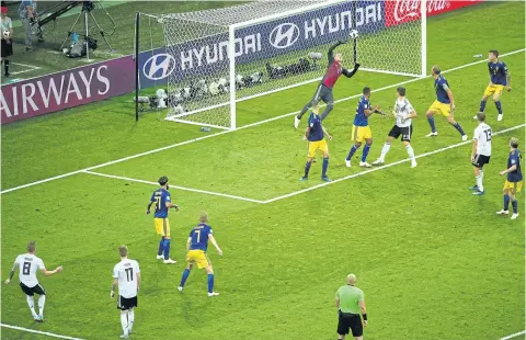  ?? REUTERS ?? Germany’s Toni Kroos, No.8, scores the winning goal from a free-kick during their Group F match at Fisht Stadium in Sochi.