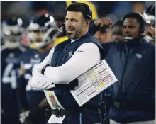  ?? ASSOCIATED PRESS FILE PHOTO ?? Titans coach Mike Vrabel is trying to ignore any playoff chatter as his team heads to the Meadowland­s to face the Giants on Sunday.