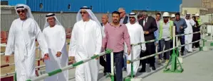  ?? Supplied photo ?? Hussain Nasser Lootah and other officials inspect the progress of the Mohammed Bin Rashid Library Project on Dubai Creek in the Jaddaf area on Tuesday. —