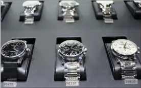  ?? PHOTO: BLOOMBERG ?? Luxury watches displayed at the Richemont Montblanc store in Beijing.