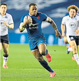  ??  ?? Show of strength: Virimi Vakatawa returns to the France side and could pose problems for England today
