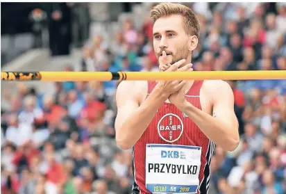  ?? FOTO: DPA ?? Hochsprung-Europameis­ter Mateusz Przybylko ist eines der Aushängesc­hilder des TSV Bayer 04 Leverkusen.