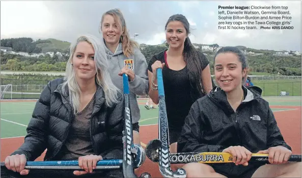  ?? Photo: KRIS DANDO ?? Premier league: Clockwise from top left, Danielle Watson, Gemma Board, Sophie Bilton-Burdon and Aimee Price are key cogs in the Tawa College girls’ first XI hockey team.