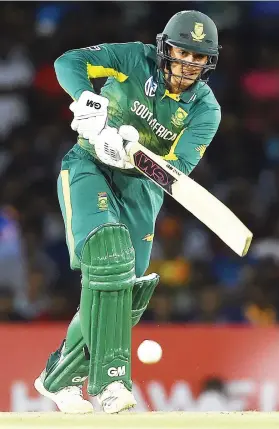  ?? Picture: AFP ?? TIMELY. Proteas opener Quinton de Kock made an emphatic return to form in the second one-day match against Sri Lanka in Dambulla on Wednesday, smashing 87 runs off 78 balls.