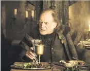  ??  ?? Dastardly: David Bradley as Game of Thrones’ Lord Walder Frey, left, and as Argus Filch in Harry Potter, right. Main picture, with Peter Capaldi in the forthcomin­g Doctor Who Christmas Special
