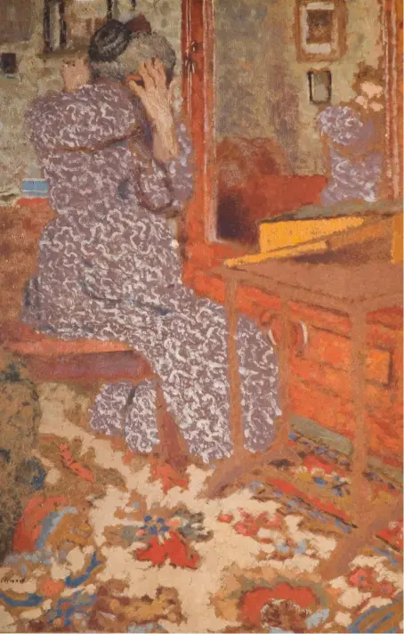  ??  ?? Madame Vuillard arranging her Hair: pattern and tonal harmony merge her figure with the setting