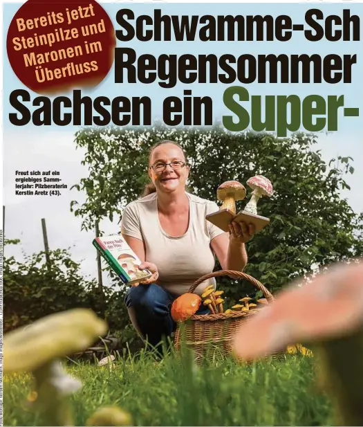  ??  ?? Freut sich auf ein ergiebiges Sammlerjah­r: Pilzberate­rin Kerstin Aretz (43).
