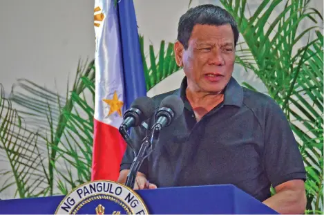  ?? CHRISTIAN MARK LIM. ?? A BIG NO. With emphasis, President Rodrigo R. Duterte says during a press conference at the Davao Internatio­nal Airport at 2 a.m. yesterday that he does not talk to criminals, pertaining to Jaybee Sebastian's request to talk to him personally on the...