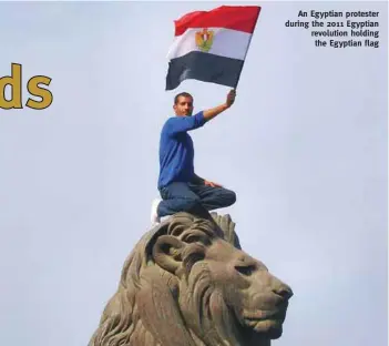  ?? PHOTOGRAPH: Wikipedia ?? An Egyptian protester during the 2011 Egyptian revolution holding
the Egyptian flag