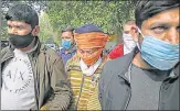  ?? SANCHIT KHANNA/ HT ?? Maninder Singh (middle) was arrested for swinging swords and dancing with the weapons on Republic Day.