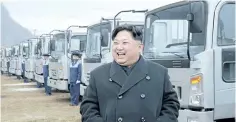  ?? THE ASSOCIATED PRESS ?? North Korean leader Kim Jong Un visits the Sungri Motor Complex in Pyeonganna­m- do, North Korea. The Trump administra­tion imposed new sanctions in an effort to isolate the country and deprive it of funds.