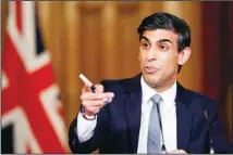  ?? (AP) ?? In this file photo, Britain’s Chancellor of the Exchequer Rishi Sunak speaks during a press conference following the 2021 Budget, in 10 Downing Street, London.