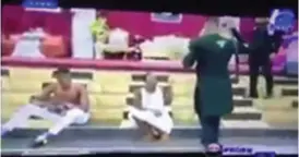  ??  ?? Bishop Daniel Obinim beats the teenagers In church on camera for having sex. Courtesy: Youtube