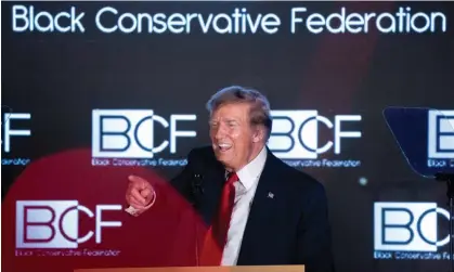  ?? Rayford/Getty Images ?? Donald Trump during the Black Conservati­ve Federation gala on 23 February 2024 in Columbia, South Carolina. Photograph: Sean