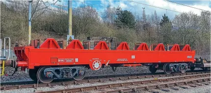  ??  ?? Prototype BYA open coil carrier No. 966050 forms part of the Arpley ‘tripper’ to Warrington at Stoke-on-Trent on March 26.