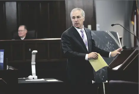  ?? OCTAVIO JONES/POOL PHOTO VIA AP ?? Defense attorney Robert Rubin speaks during the trial of William “Roddie” Bryan, Travis McMichael and Gregory McMichael, charged with the February 2020 death of 25-year-old Ahmaud Arbery, at the Gwynn County Superior Court, in Brunswick, Ga., on Nov. 5.