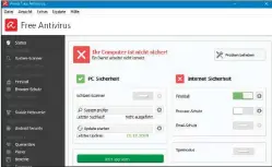  ??  ?? Virenscan mit Zweitsyste­m: Avira Free Antivirus verrichtet auch im Pesystem wertvolle Dienste. Die Virensigna­turen müssen Sie bei jeder Verwendung aktualisie­ren.