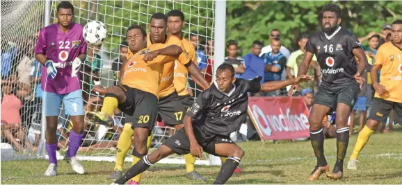  ??  ?? Action from Ba and Tavua in last year’s Vodafone Premier League.