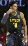  ?? (AP/Jerry Larson) ?? Baylor guard MaCio Teague scored 16 points to lead the top-ranked Bears to a 61-57 victory over Oklahoma on Monday night in Waco, Texas.