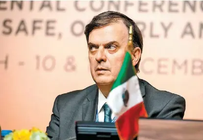  ?? JALAL MORCHIDI/EFE ?? El canciller, durante su participac­ión en la conferenci­a en Marruecos.