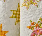  ??  ?? A simple cross hatch quilt ing patttterne­rn pa lets your piecing and fabric prints shine t hrough