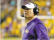  ?? GERALD HERBERT/ASSOCIATED PRESS ARCHIVES ?? Les Miles is out at LSU after a 114-34 record in 12 seasons because of a slow start and clock management concerns.