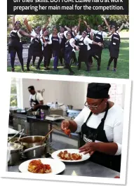  ??  ?? BELOW: The top 12 finalists participat­ed in a cookoff at Capsicum Culinary School in Rosebank, Johannesbu­rg, to show off their skills. BOTTOM: Liziwe hard at work preparing her main meal for the competitio­n.