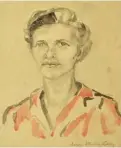  ??  ?? Near left: A portrait of Ethel Rogers Mulvany, made by Joan Stanley-Cary at Changi prison.
