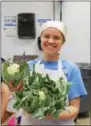  ?? SUBMITTED PHOTO ?? Immaculata University employee Megan Murphy prepares broccoli for the Chester County Food Bank.